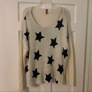 Cream sweater with black stars